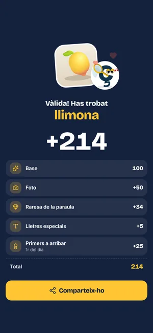 Resultat d'un repte: +214 punts amb el desglossament